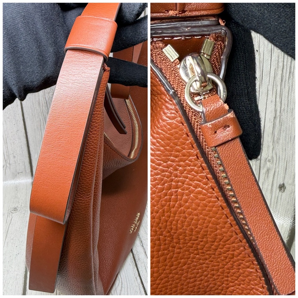 PRE LOVED Kate Spade New York Rust Smile Large Pebbled Leather Shoulder Bag - Picture 8 of 10